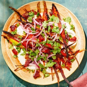 Shawarma-Spiced Carrots with Date and Herb Salad