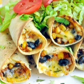 Baked Black Bean and Sweet Potato Flautas