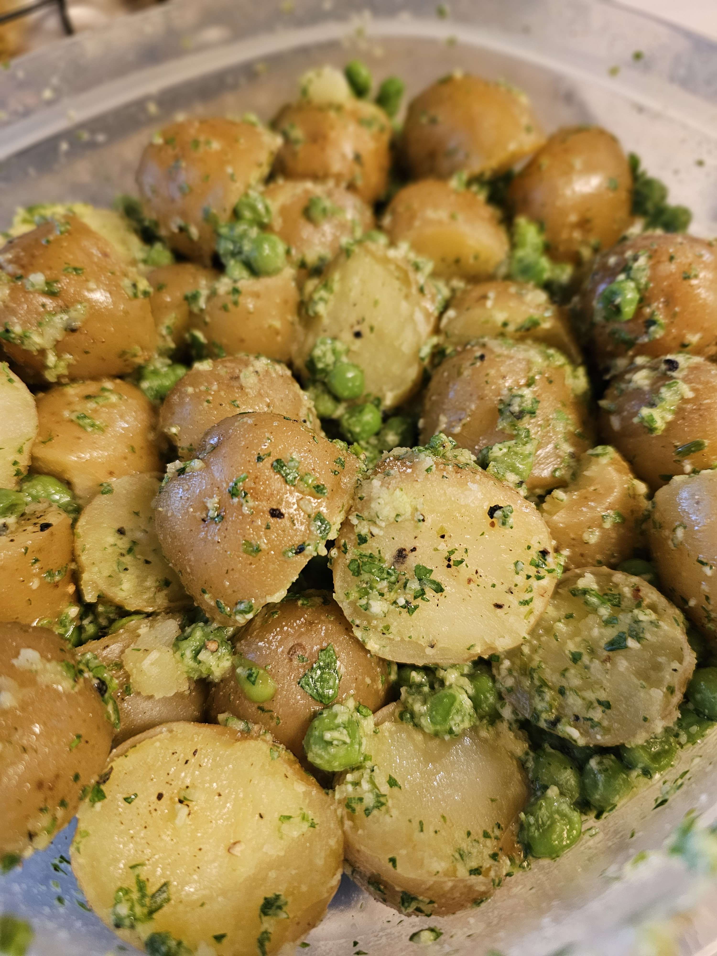 Chive Pesto Potato Salad (with peas)